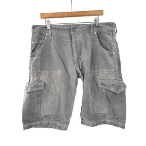 Jet Lag Cargo Shorts Mens Grey Hand Dyed Corduroy Mixed Utility Tailor Made